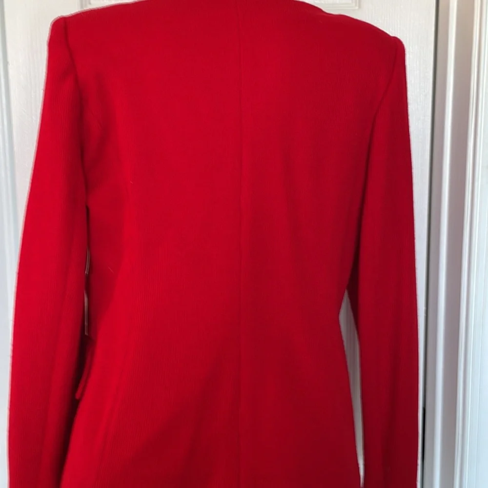 OLEG CASSINI VINTAGE CAREER QUIET LUXURY Y2K KNIT SUIT DBL BREASTED RED SZ 8